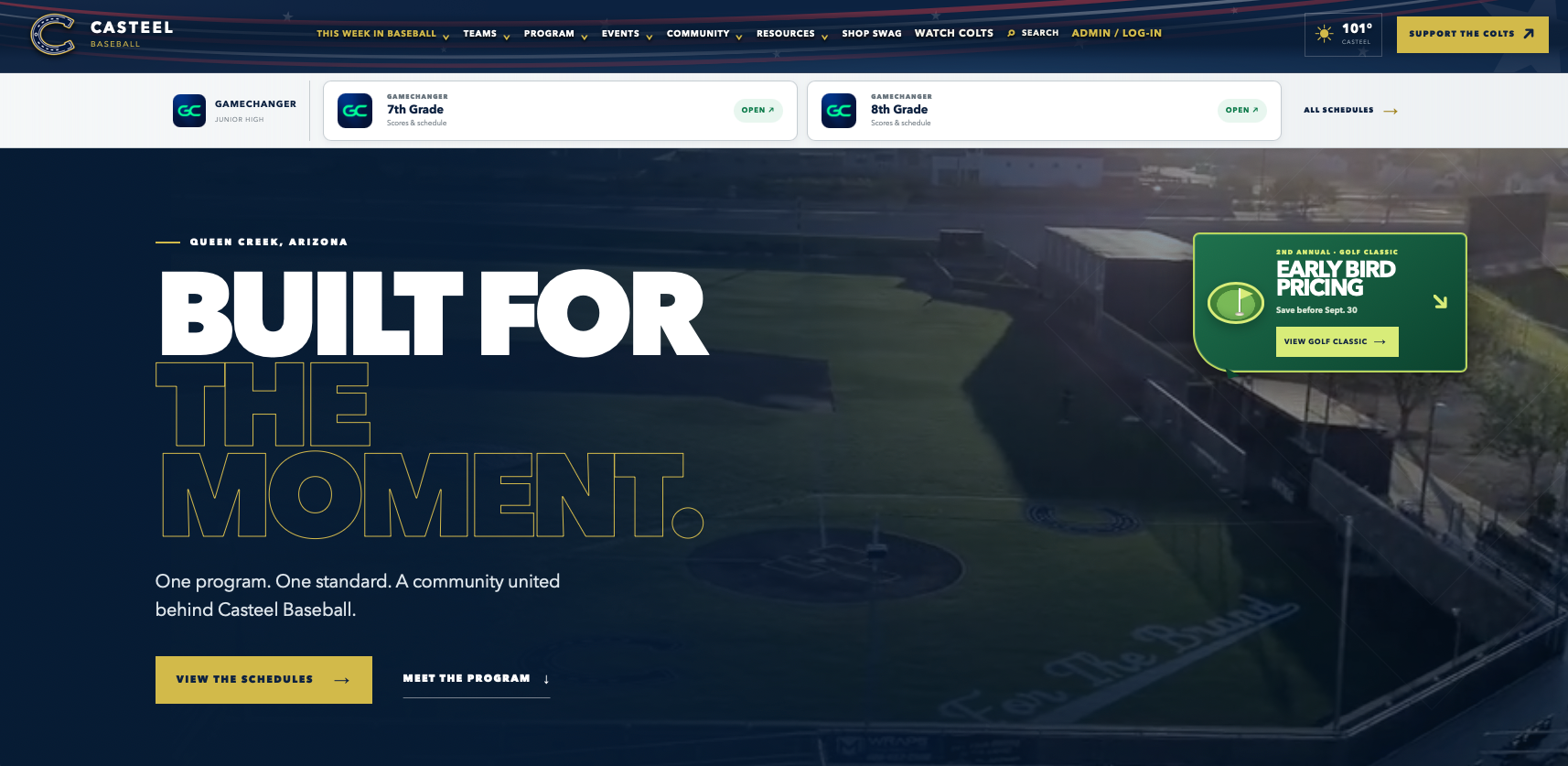 Casteel Baseball website home page