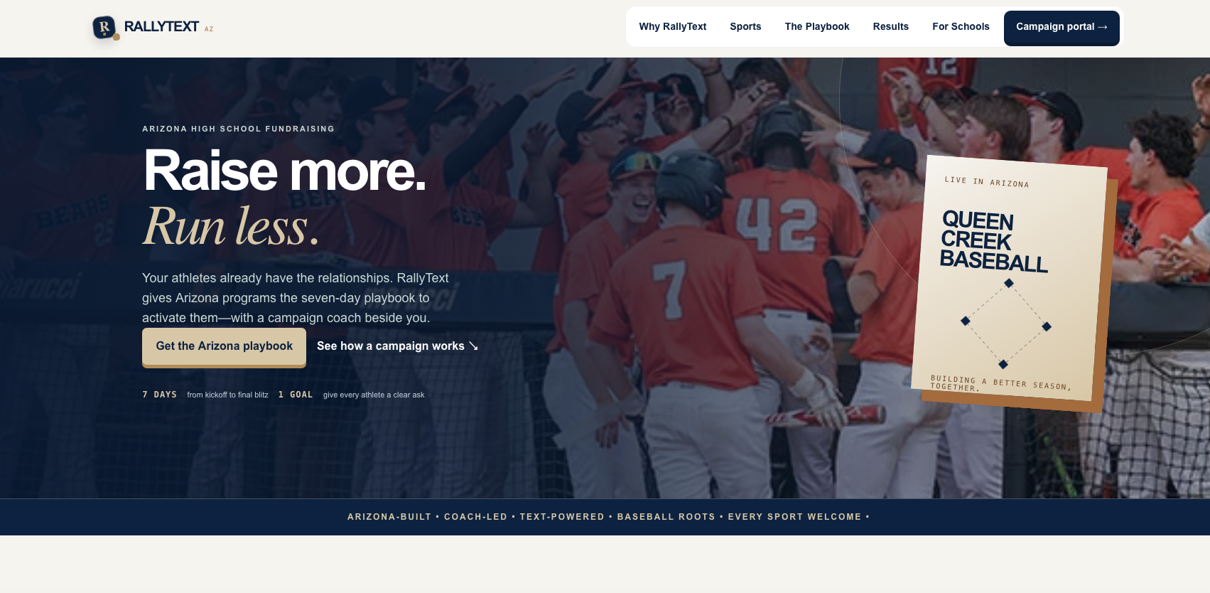 RallyText Arizona website home page